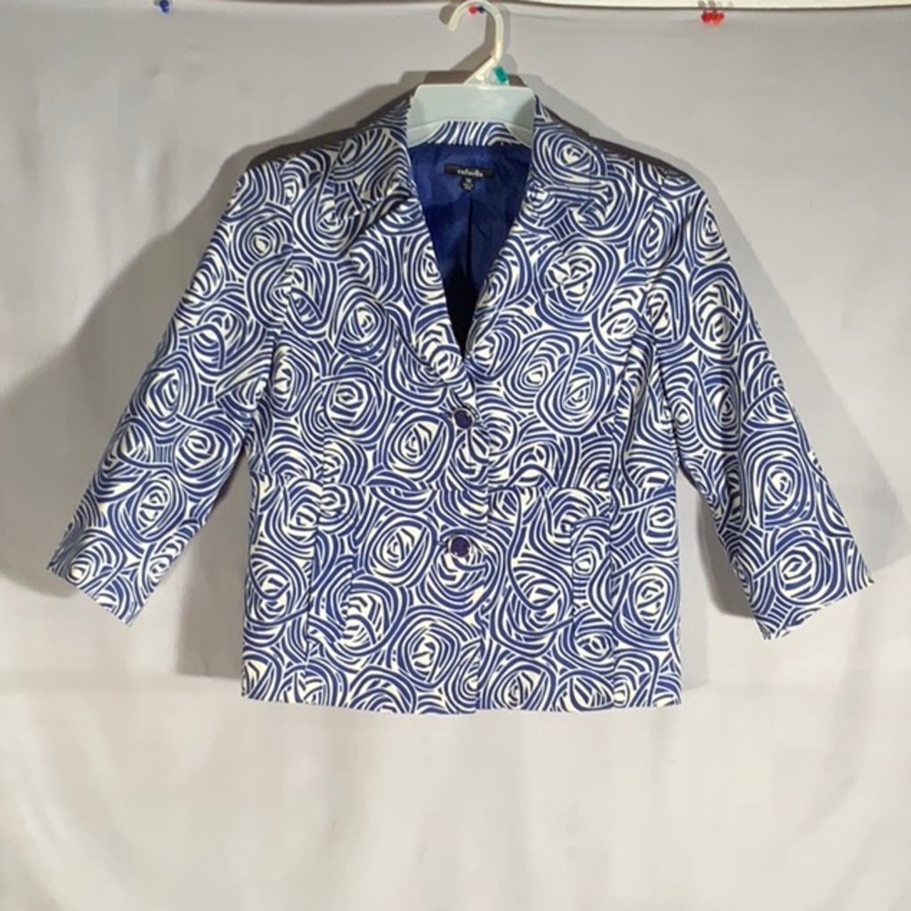 Rafaella 2 Button and 2 Waist Pockets Swirl Pattern Jacket
